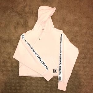 Calvin Klein Cropped Hooded Sweatshirt Light Pink